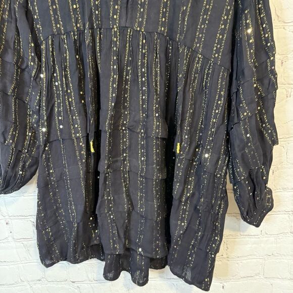 Anthropologie Quinn Sequin Embellished Tiered Tunic Top - Picture 3 of 7